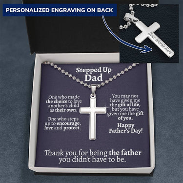 Stepped Up Dad Ball Chain Cross Necklace - Love You This Much